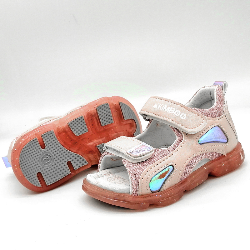 Sandals PU Leather Sequins arch support Orthopedic Girl Sandals back hard Children Shoesinner 13.2-16.2cm antiskid Kids Shoes 230515