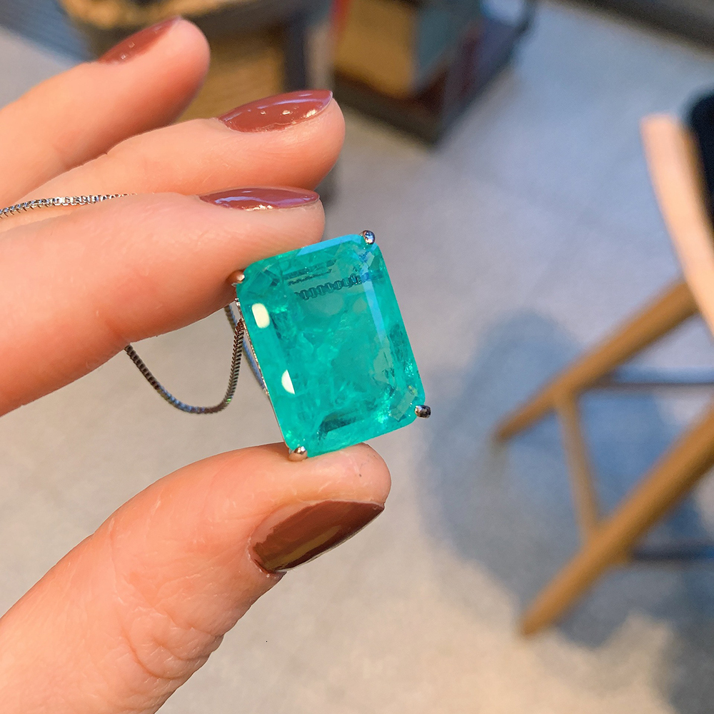 Wedding Jewelry Sets Vintage Jewelry Sets for Women Lab Paraiba Tourmaline Emerald Wedding Party Earrings Pendant Necklace Anniversary Gift Wholesale 