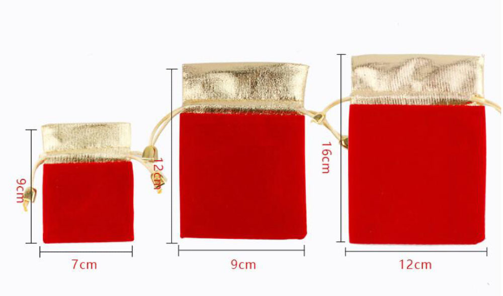 Jewelry Pouches Bags 7x9 10x12 12x16 50PcsLot Elegant Red Velvet Pouch Gift Drawstring Pocket Bag Wedding Candy Jewlery bag Can Customized 230512