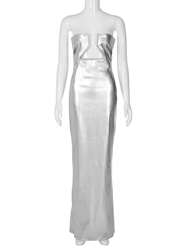 Casual Dresses Hawthaw Women Sexy Strapless Party Club Evening Bodycon Pu Leather Long Dress Summer Clothes Wholesale Items For Business 230512