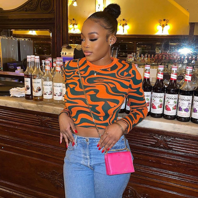 Women's T-Shirt Sexy Printed O Neck Slim T-Shirts Women Long Sleeve Cropped Tee Shirts Spring Fall Harajuku Lolita Y2K Clothes 230515