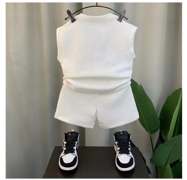 Clothing Sets Boutique Desginer Baby Boys Summer Sleevelesee Pullover Shirt And Pants 2pcs For Kids 28 Years Casual Sport Set 230512