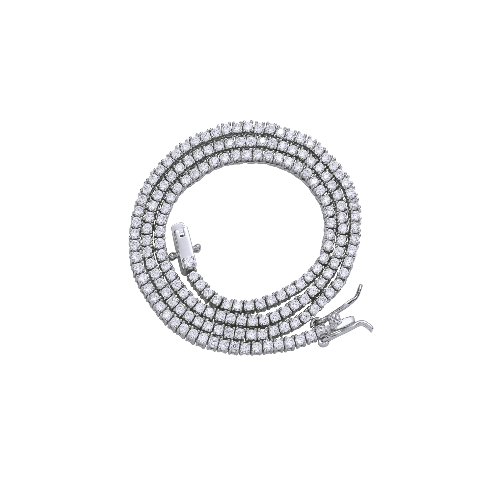 Pendant Necklaces 2mm Tennis Chain Necklace Brass Set CZ Iced Cubic Zirconia BC210 230512