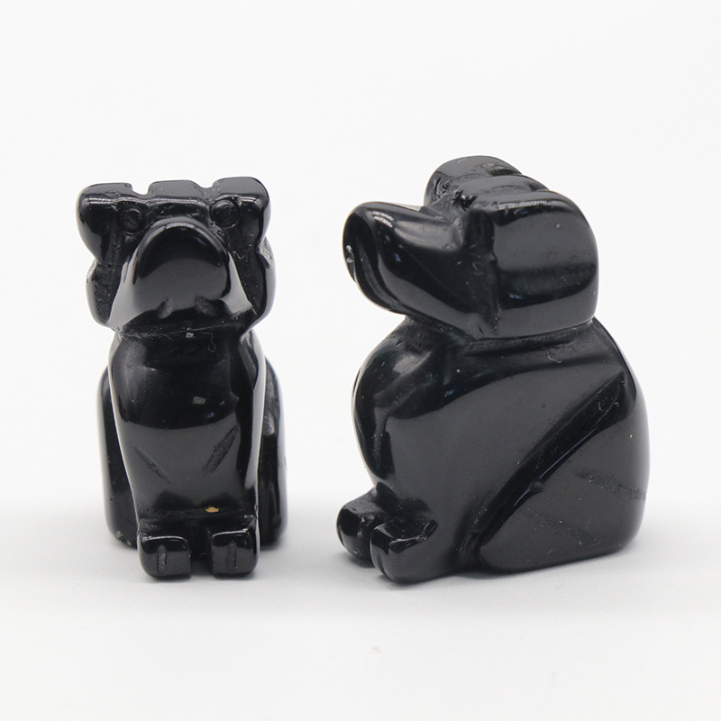 Natural Stone Carving 1 inch Lovely Dog Crafts Ornaments Rose Quartz Crystal Healing Agate Animal Decoration