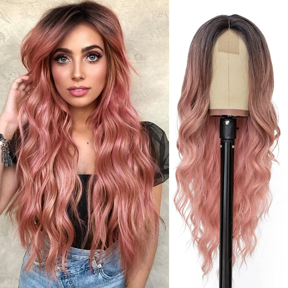 The latest 28inch lace wig Ombre Blonde with large waves and long curly hair headgear Lace wigs There are many styles to choose from and support custo