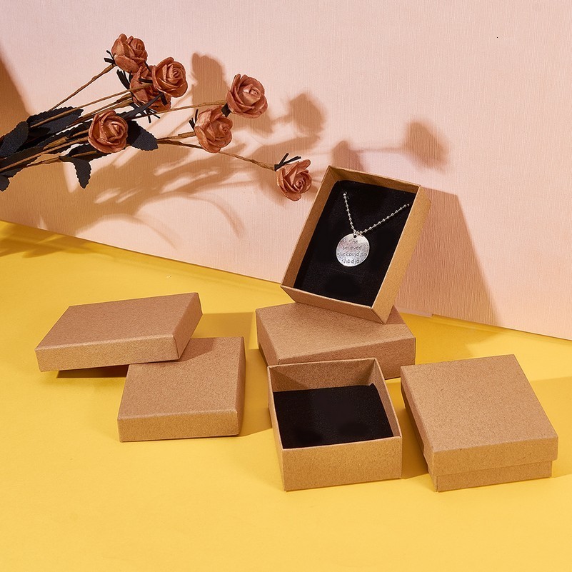 Jewelry Boxes pandahall Cardboard Jewelry box Set Gift Boxes for Earrings Ring Necklace Packing jewelry organizer Display Boxes 9x7x3cm 12pcs 230512