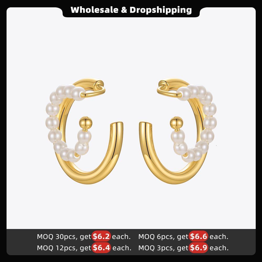 Ear Cuff ENFASHION Cute Pearl Earrings with Cuff Clip Birthday Gift Earrings Fashion Jewelry Boucle Oreille Women's Earrings E211276 230512