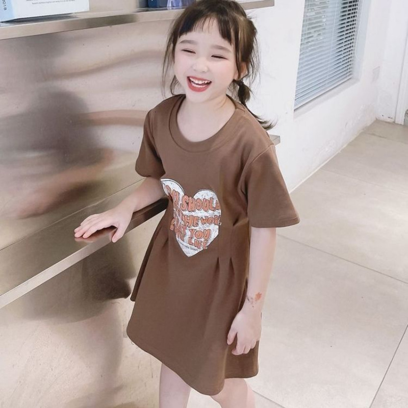 Family Matching Outfits Mother Daughter Summer Casual Dress Woman Baby Girl Short Sleeve Letters Printed Dresses 230512