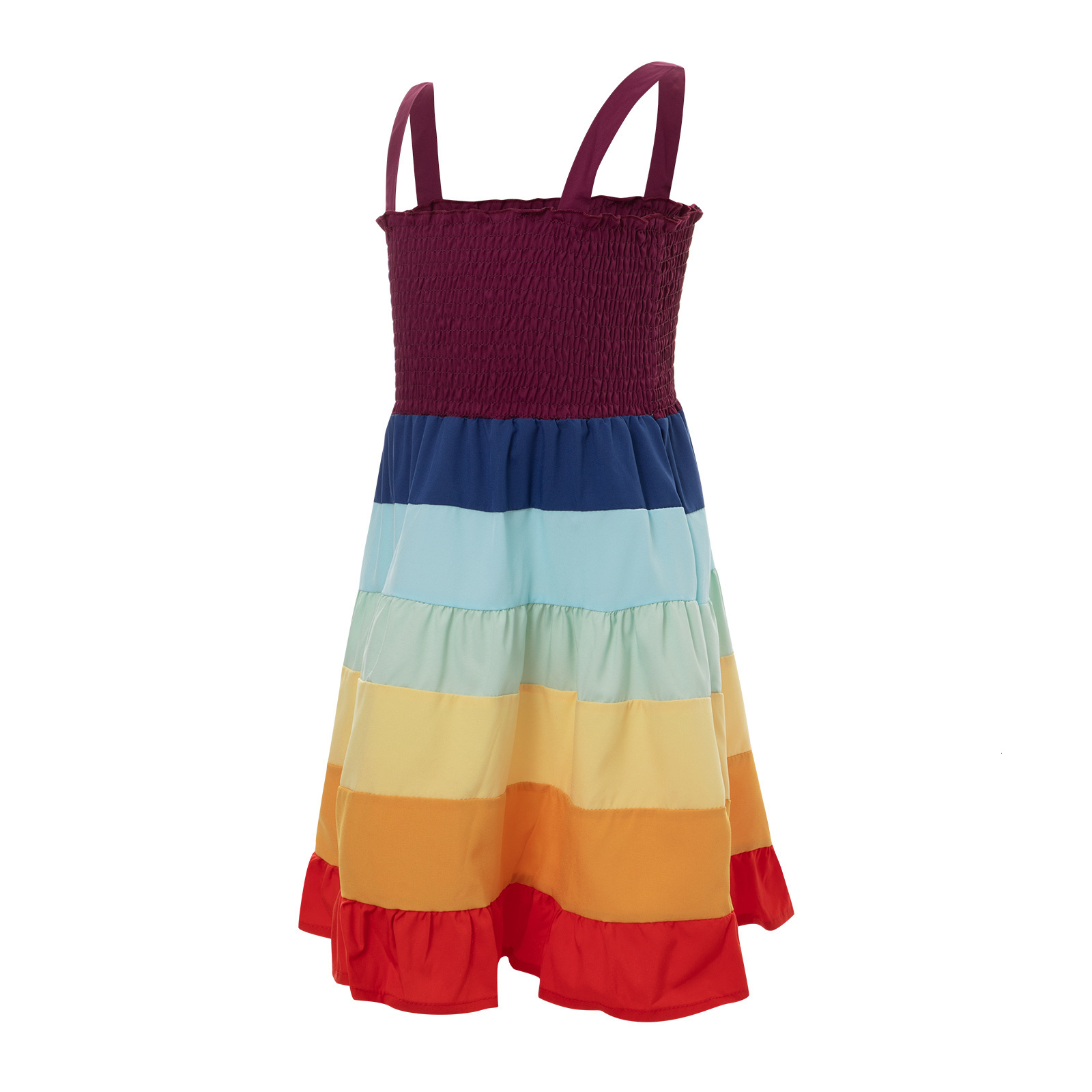 Family Matching Outfits Mother and Daughter Dress Rainbow Stripe Sleeveless Aline Casual Mommy Me Summer Clothes 230512