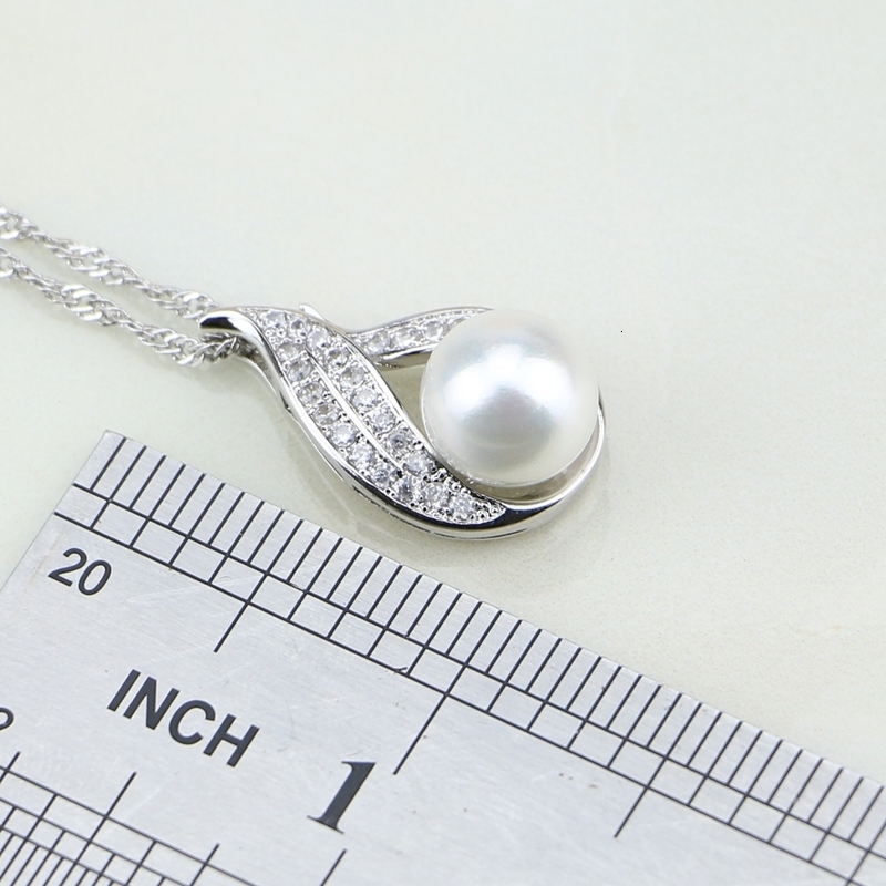 Wedding Jewelry Sets Fire 925 Silver Jewelry White Pearl Cubic Zirconia Jewelry Set Gift For Women EarringsRingPendantNecklace Chain 230512