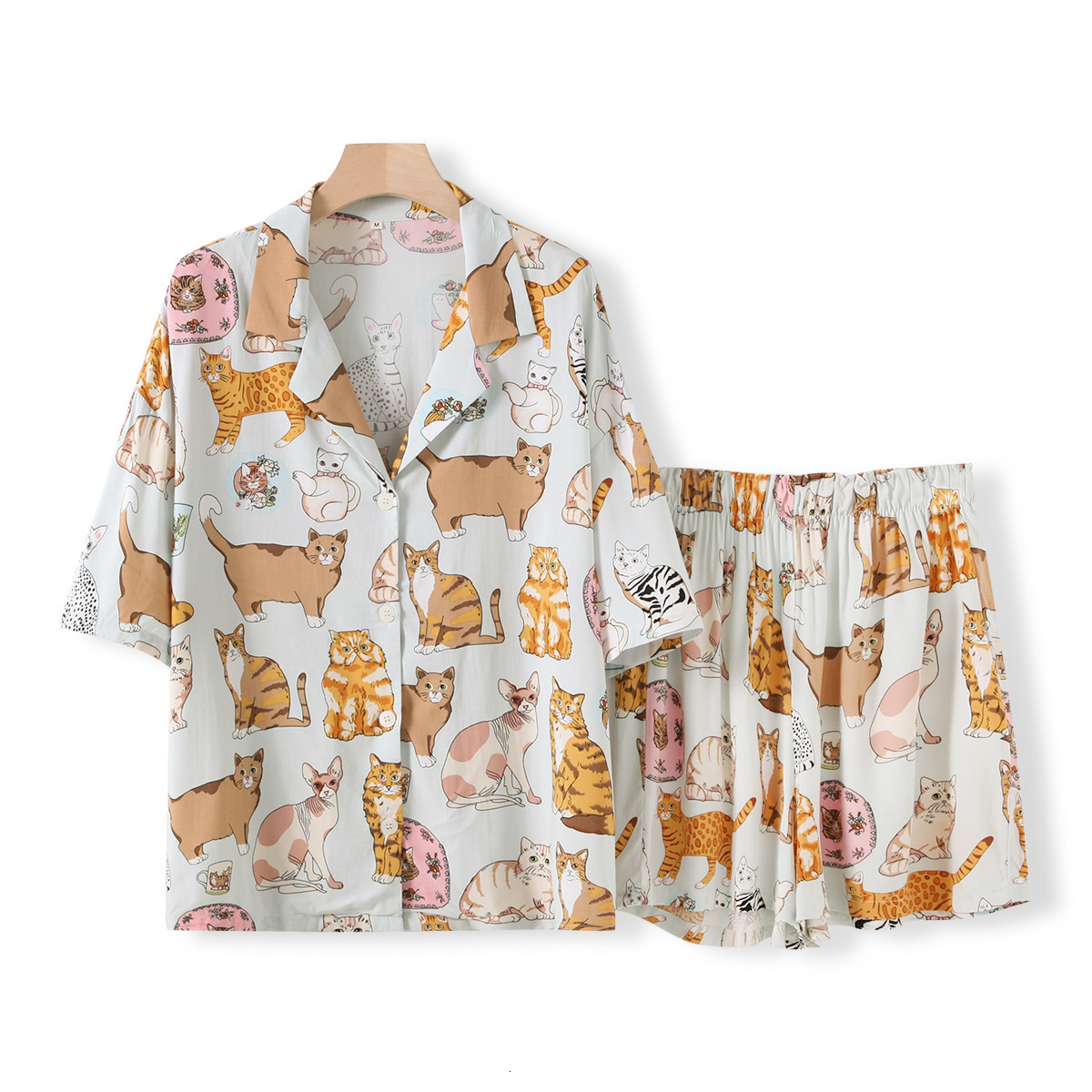 Women's Sleepwear Tiger Animals Print Shorts Pajamas Women's Home Suit Comfortable Cotton Viscose Pajama Set for Spring and Summer Ladies Ho