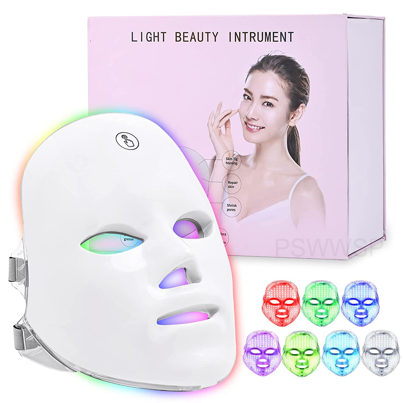 Face Care Devices 7 Colors LED Mask Pon Therapy Skin Rejuvenation Anti Acne Wrinkle Removal Beauty 230512