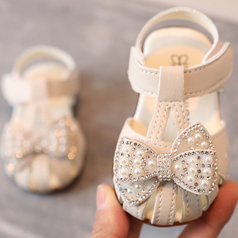 Sandals Princess Baby Sandals Cute Bow Closed Toe Kids Summer Soft Sole Toddler Shoes Girls Sweet Sandals CSH1292 230515