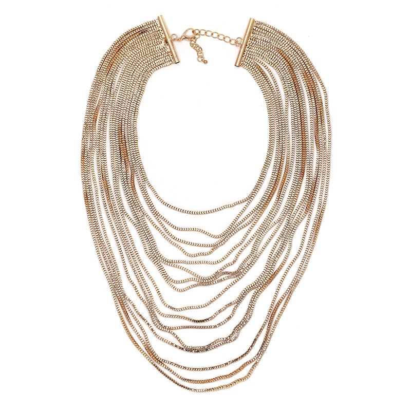 Pendant Necklaces JURAN Gold Punk Necklace Long Metal Chain Tassel Necklace Pendant Necklace Maxi Statement Necklace 3 Color Trend 230512