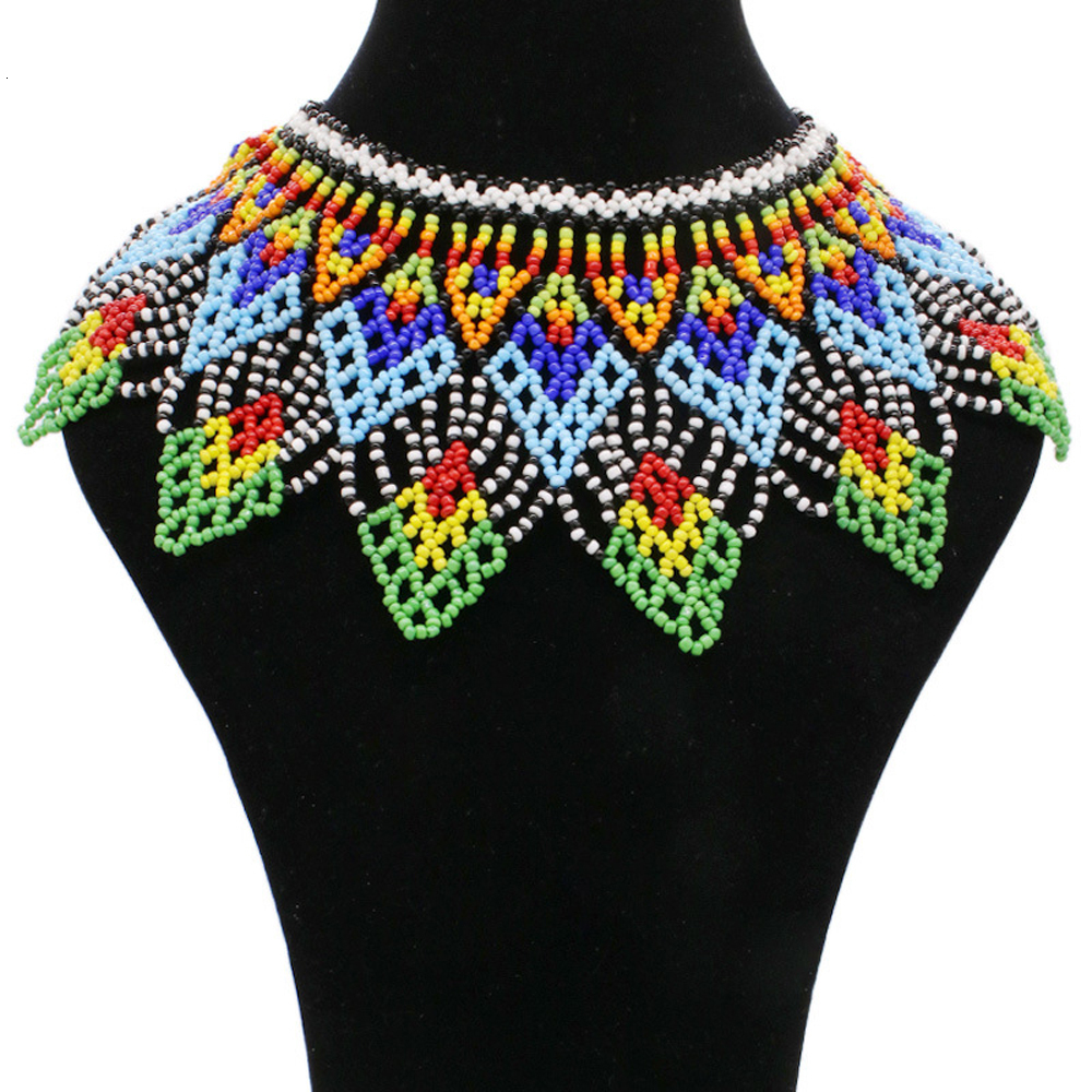 Pendant Necklaces African Tribal Ethnic Colorful Bead Necklace Bohemia Indian Bride Bib Necklace Egypt Nigeria Statement Necklace Jewelry 230512
