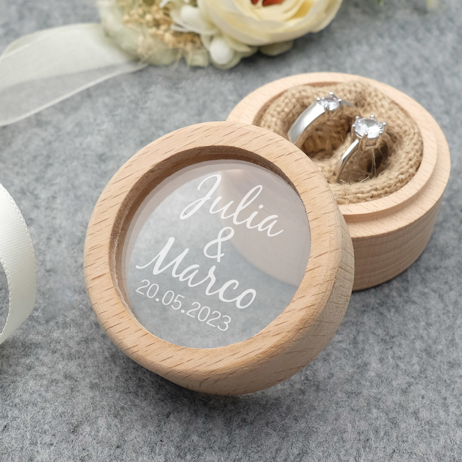 Jewelry Boxes Custom Wedding Rings Box Wood Ring Box Engagement Wedding Ring Pillow Personalized Ring Bearer Proposal Rings Holder 230512