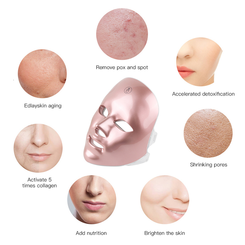 Face Care Devices 7 Colors LED Mask Pon Therapy Skin Rejuvenation Anti Acne Wrinkle Removal Beauty 230512
