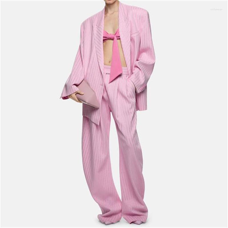 Women's Suits Chic And Elegant Woman Jacket Spring 2023 Korean Fashion Striped Crystal Diamond Women's Suit Coat Set 2 Pieces