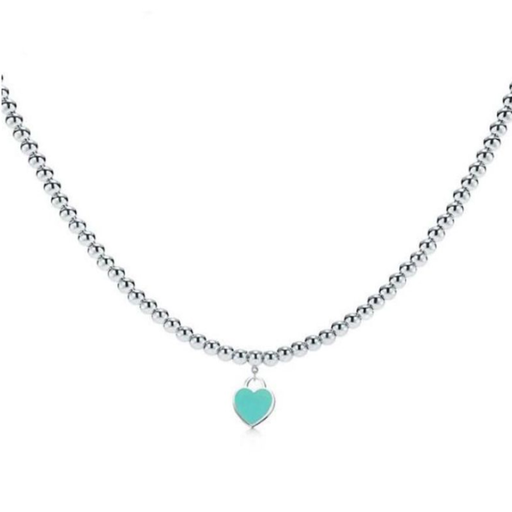 Designer Beads Heart Necklace Ladies 925 Silver Couple T Letter Necklace Blue Pink Green Red Neck Jewelry Valentine's Day Gift High Quality No Fading
Designer Beads Heart Necklace Ladies 925 Silver Couple T Letter Necklace Blue Pink Green Red Neck Jewelry Valentine's Day Gift High Quality No Fading