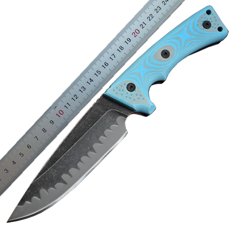 Special Offer M35 Strong Survival Straight Knife Z-wear Stone Wash Drop knife Point Blade Full Tang Blue G10 Handle Outdoor Fixed Blade Tactical Knive - view 7