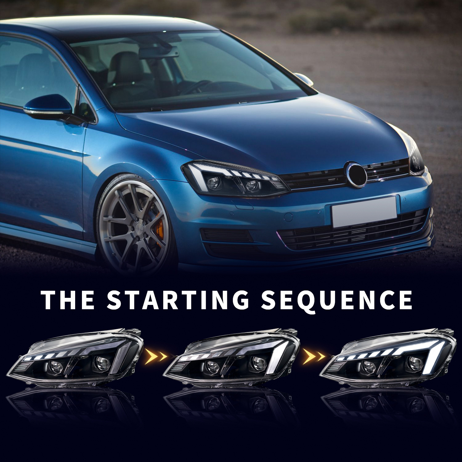 LED Headlights Assembly for V-W Golf 7 20 14-20 17 Sequential Turn Signal Lights High Low Beam Running Lights Driving Headlamp