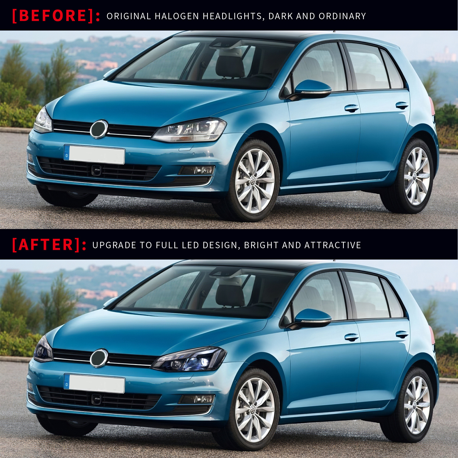 LED Headlights Assembly for V-W Golf 7 20 14-20 17 Sequential Turn Signal Lights High Low Beam Running Lights Driving Headlamp