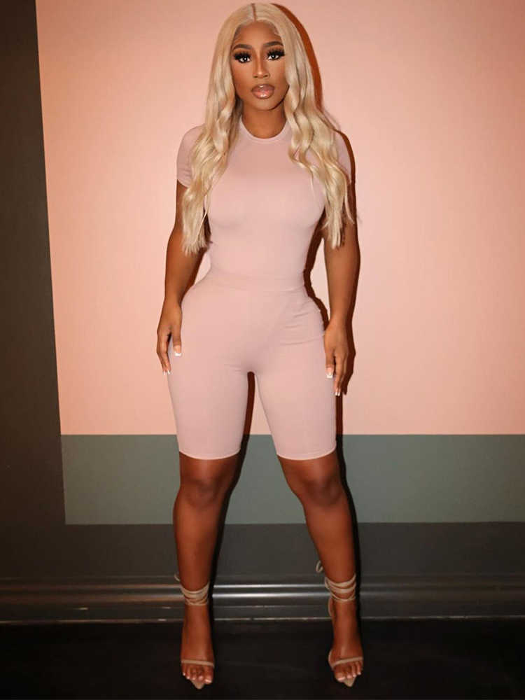 RUKAS Women Fashion 2 Piece Sets Solid Short Sleeve Sexy Slim Crop T-Shirt Shorts Summer Y2K Streetwear Sport Casual Outfit