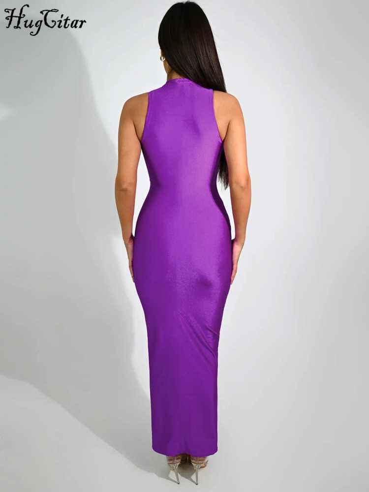 RUKAS Women Elegant Solid O Neck Removable Flower Hollow Out Sexy Slim Maxi Dress 2023 Summer Y2K Outfit Birthday Party Club