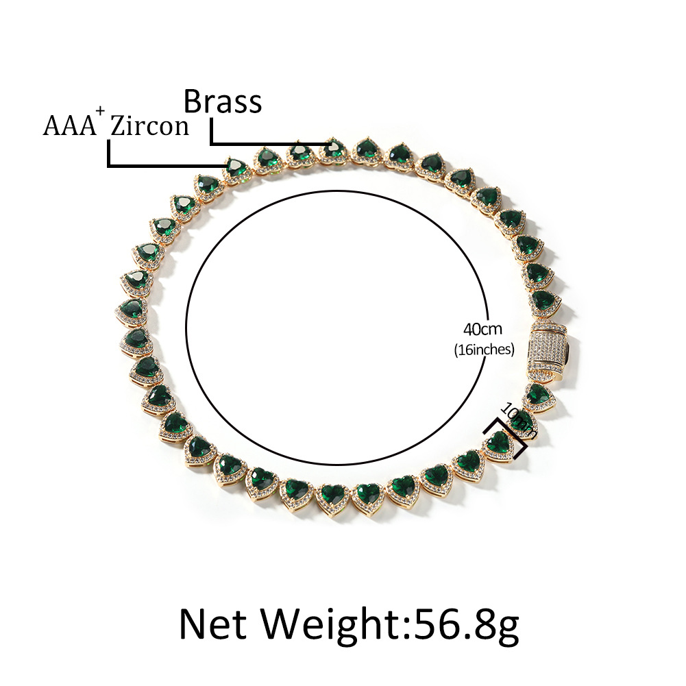 Love Heart Shape Tennis Chain Necklace Choker TopBling Colorful Zircon Clavicle Chain Women Girl Jewelry Gift