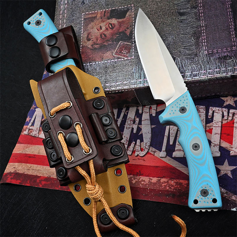 Special Offer M35 Strong Survival Straight Knife Z-wear Stone Wash Drop knife Point Blade Full Tang Blue G10 Handle Outdoor Fixed Blade Tactical Knive - view 5