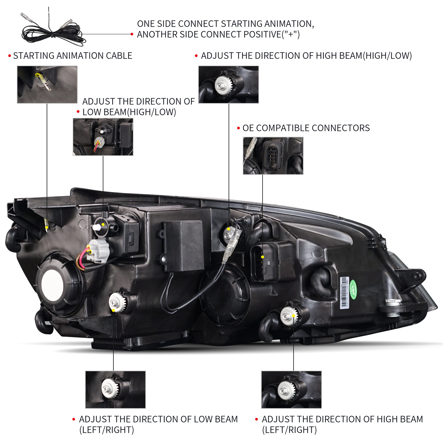 LED Headlights Assembly for V-W Golf 7 20 14-20 17 Sequential Turn Signal Lights High Low Beam Running Lights Driving Headlamp