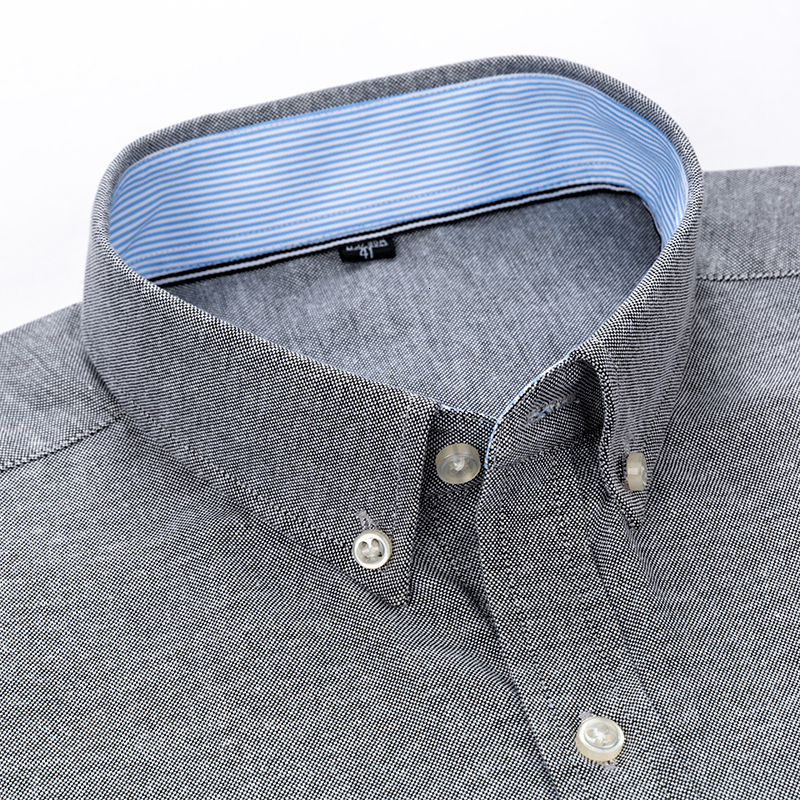Men's Casual Shirts Casual Shirt Men Slim Fit 60% Cotton Oxford Plaid Men Top Shirts Blouse Regular Long Sleeve Men's Smart Business Dress S