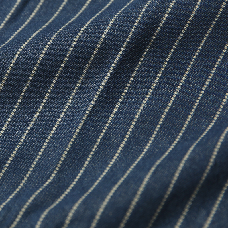 Men's Casual Shirts Non Stock Wabash Stripe Work Shirt Vintage Denim Vent Hole WorkShirts For Men 230516