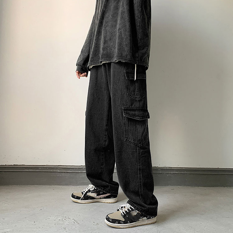 Men's Jeans Baggy Men Jeans Straight Cargo Pants Spring Autumn Fashion Vintage Blue Denim Trousers Casual Oversized Bottoms Male Y2K Clothes 2305