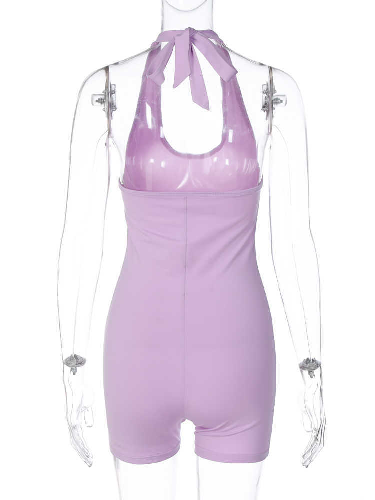 RUKAS Halter Backless Solid Bandage Sexy Bodycon Skinny One Piece Playsuit 2023 Summer Women Fashion Streetwear Sport Romper