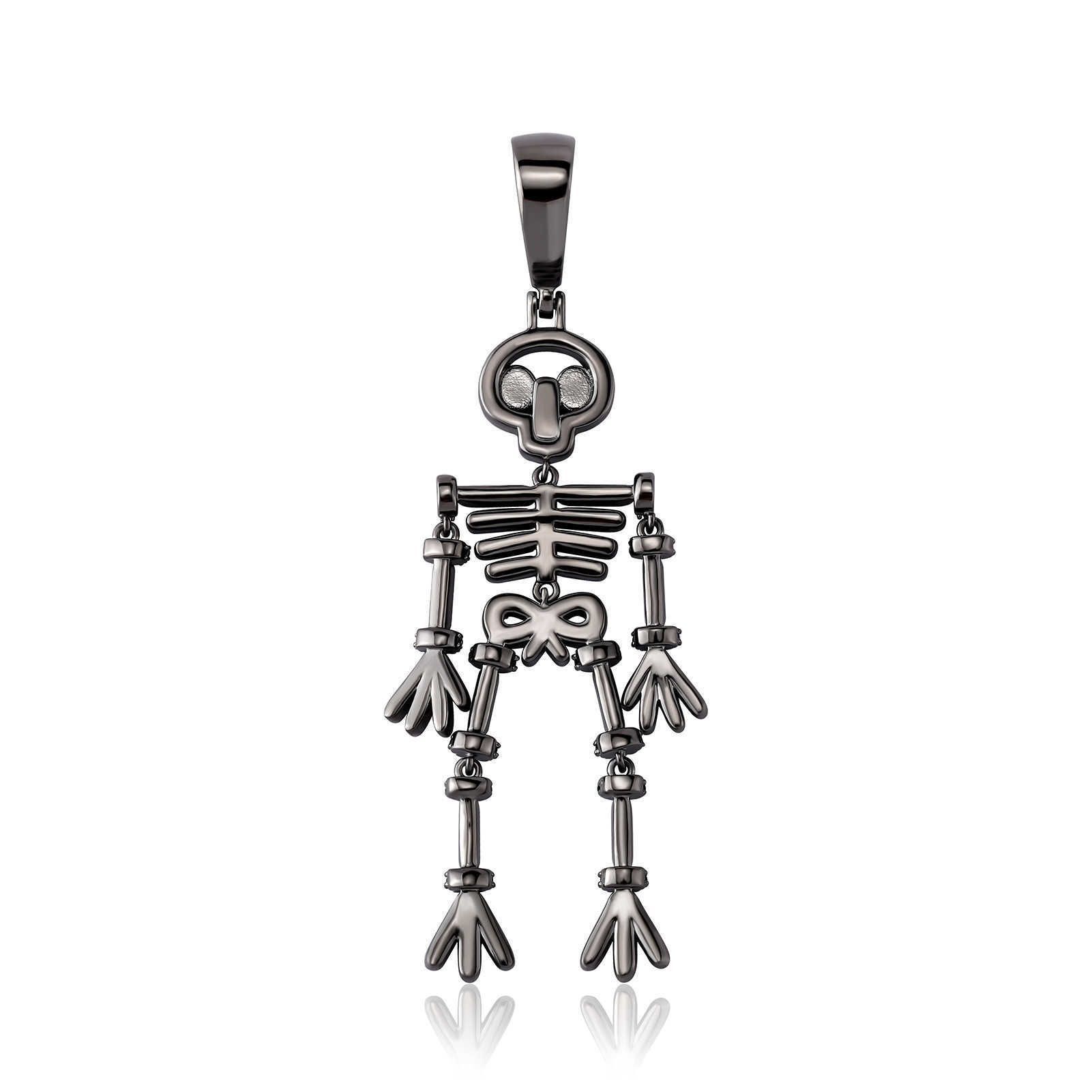 Creative Exaggerated Skeleton Pendant Necklace Colorful bling cubic zirconia Hip Hop Human skull Splicing Modeling Jewelry Rock Gemstone Collier Hallo