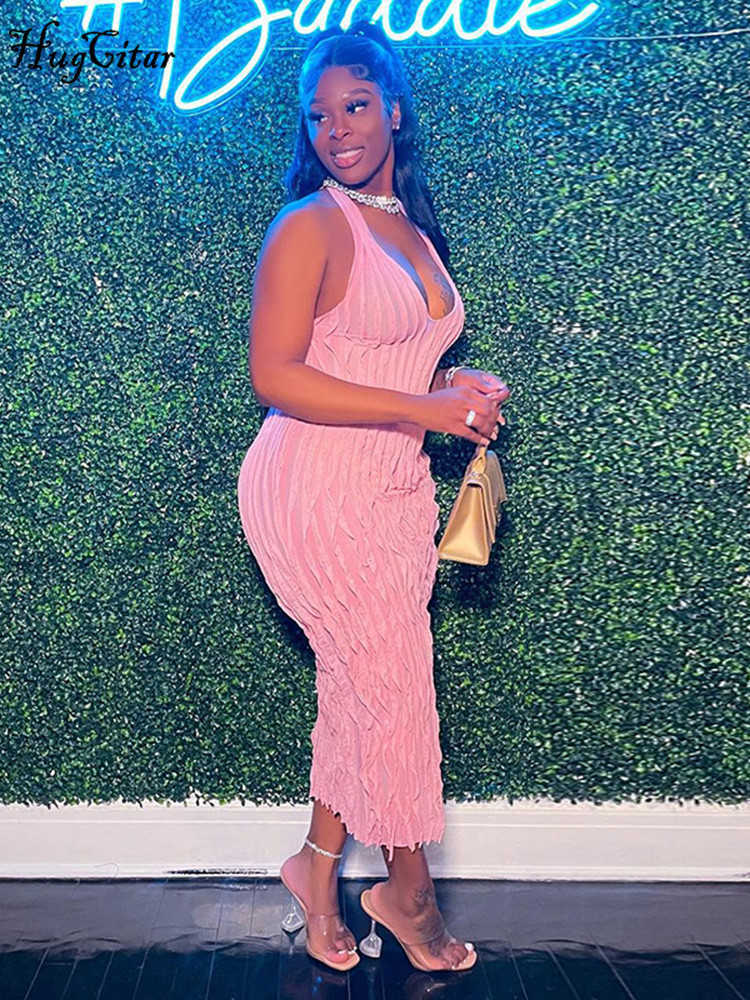 RUKAS Halter Sleeveless Backless Solid Lace Up Elegant Sexy Slim Maxi Dress Summer Women Casual Beach Vacation Y2K Clothes