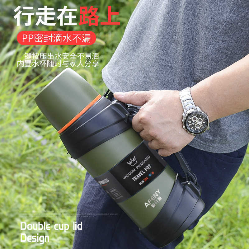Thermoses New listed stainless steel thermos portable vacuum kettle for traveling large capacity car cup Free shipping