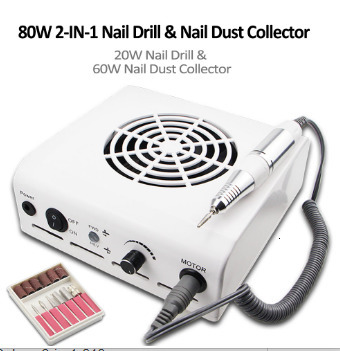 Nail Manicure Set 80W 2IN1 35000RPM Drill Enhancement Machine and Cleaner Tools Vacuum with Fan 230515
