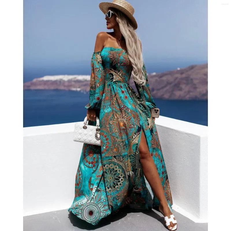 Women Sexy Long Sleeve Maxi Evening Elegant Floral Print Boho Summer Dress Casual Dresses Beach, Green
Women Sexy Long Sleeve Maxi Evening Elegant Floral Print Boho Summer Dress Casual Dresses Beach, Green