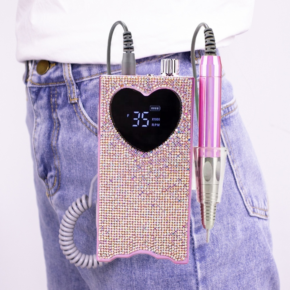 Nail Manicure Set Heart Shape Electric Drill 35000RPM s Milling Cutter Wireless Pedicure Grinder Rechargeable Drilling Machine 230515
