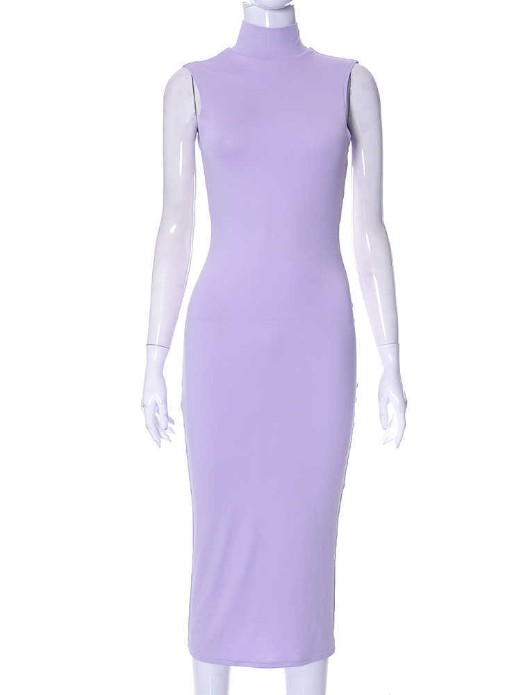 RUKAS Solid Turtleneck Backless Sleeveless Draped Sexy Slim Maxi Dress 2023 Summer Women Elegant Outfits Y2K Party Festival