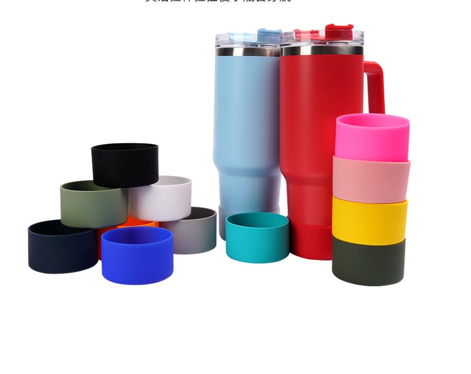 7.5cm Silicone protective bottom for 40oz tumblers Coaster Bottle Sleeve Anti-slip water bottle boot cover tumbler cup flask silicone holder 14 colors