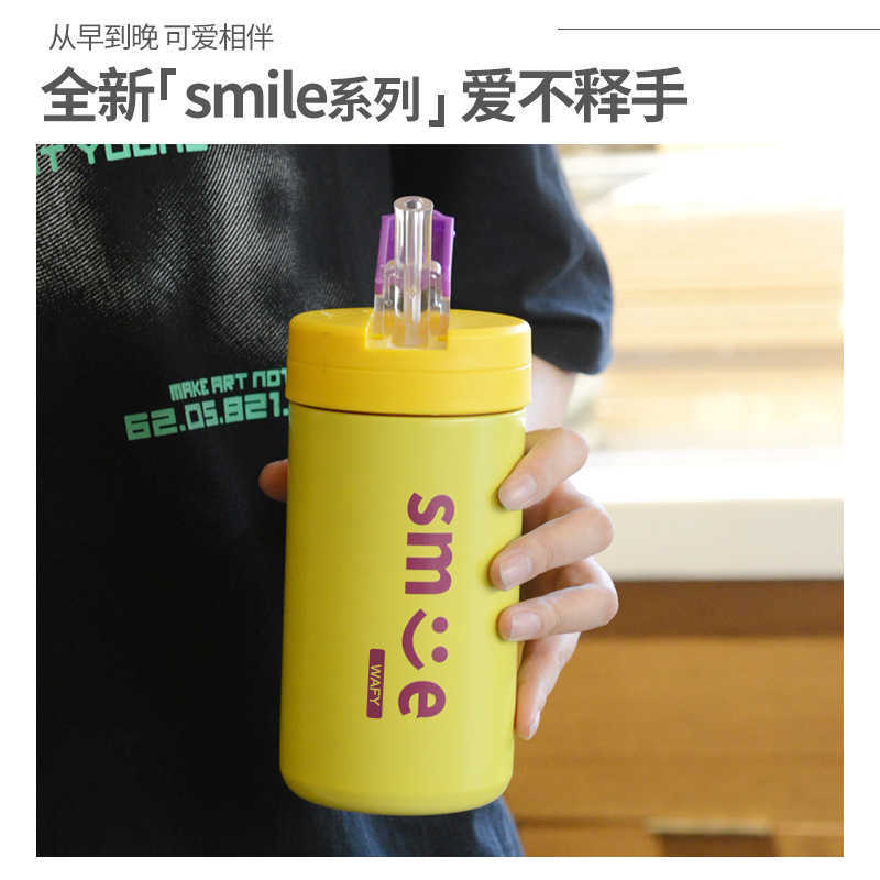 Thermoses Heat net red ton children's heat preservation water stainless steel straw male and female student gift portable cup Free shipping