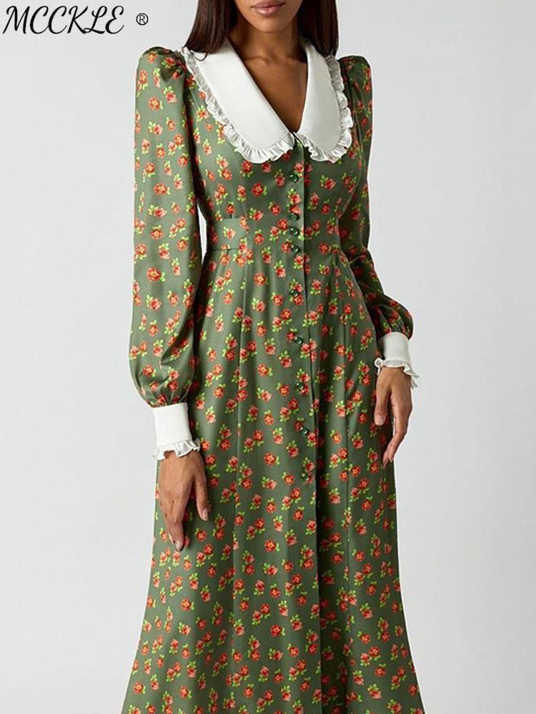 Dresses Elegant Floral Printed Women' Dress 2023 Spring Vintage Lantern Sleeve Female Long Shirt Dresses Doll Collar Waist Ladies Robe, 04 light green
Dresses Elegant Floral Printed Women' Dress 2023 Spring Vintage Lantern Sleeve Female Long Shirt Dresses Doll Collar Waist Ladies Robe, 04 light green