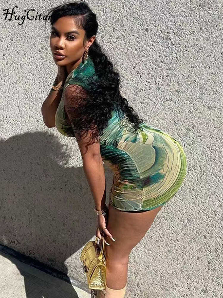 RUKAS Women Fashion Tie Dye Sleeveless Pleated Sexy Bodycon Slim Mini Dress 2023 Summer Y2K Outfit Streetwear Party Nightclub