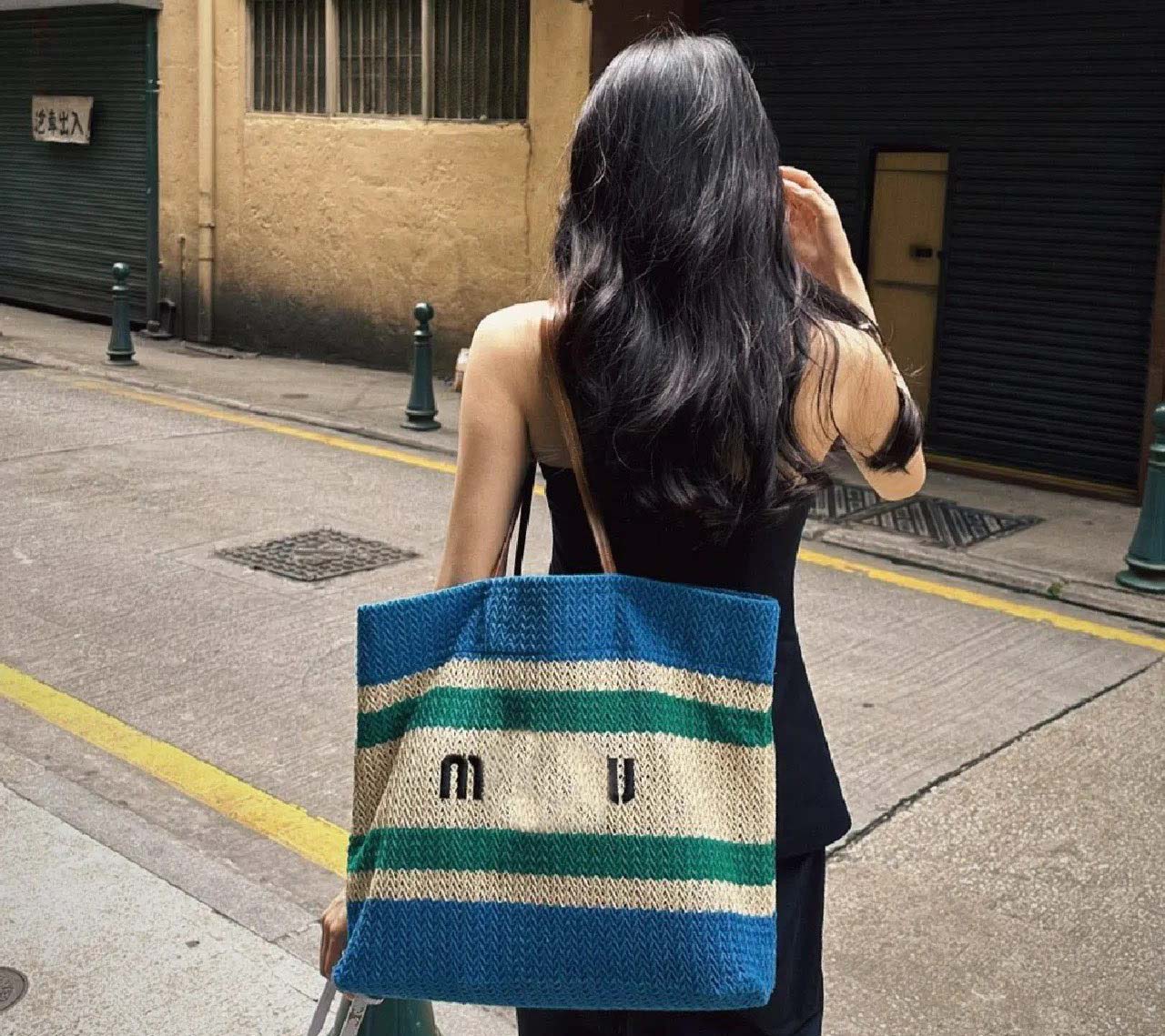 Same Straw Woven Beach Bag Large Capacity Contrast Color Shoulder Crossbody Personalized Striped Woven Totes 230213, Navy blue
Same Straw Woven Beach Bag Large Capacity Contrast Color Shoulder Crossbody Personalized Striped Woven Totes 230213, Navy blue