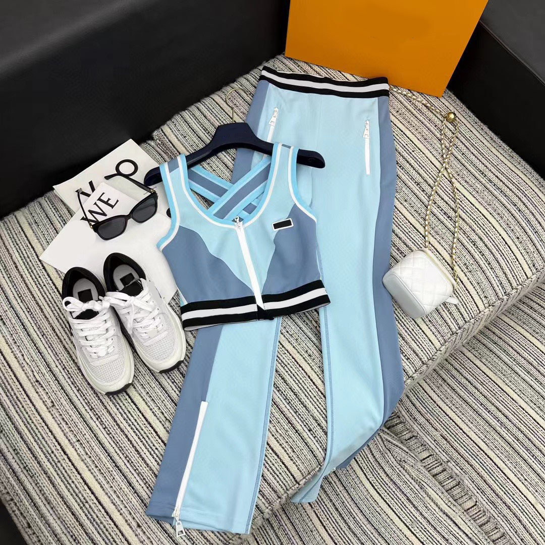 2023 Women' Two Piece Pants Lady Outfit Blue Patchwork Crop Top With High Waist Pants Set Outfits Casual Sweatsuits Jogging Sport Wear
2023 Women' Two Piece Pants Lady Outfit Blue Patchwork Crop Top With High Waist Pants Set Outfits Casual Sweatsuits Jogging Sport Wear