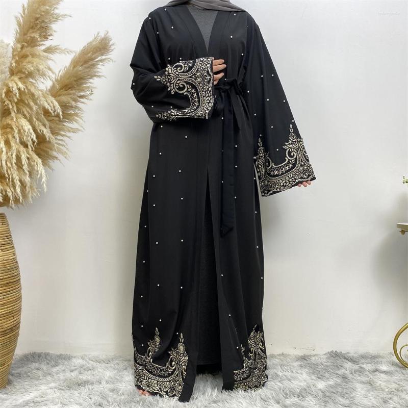 Ethnic Clothing Ethnic Clothing Beaded Open Abaya For Women Dubai 2023 Fashion Middle East Muslim Islamic Kimono Abayas Turkey Dresses Kaftan Jalabiya