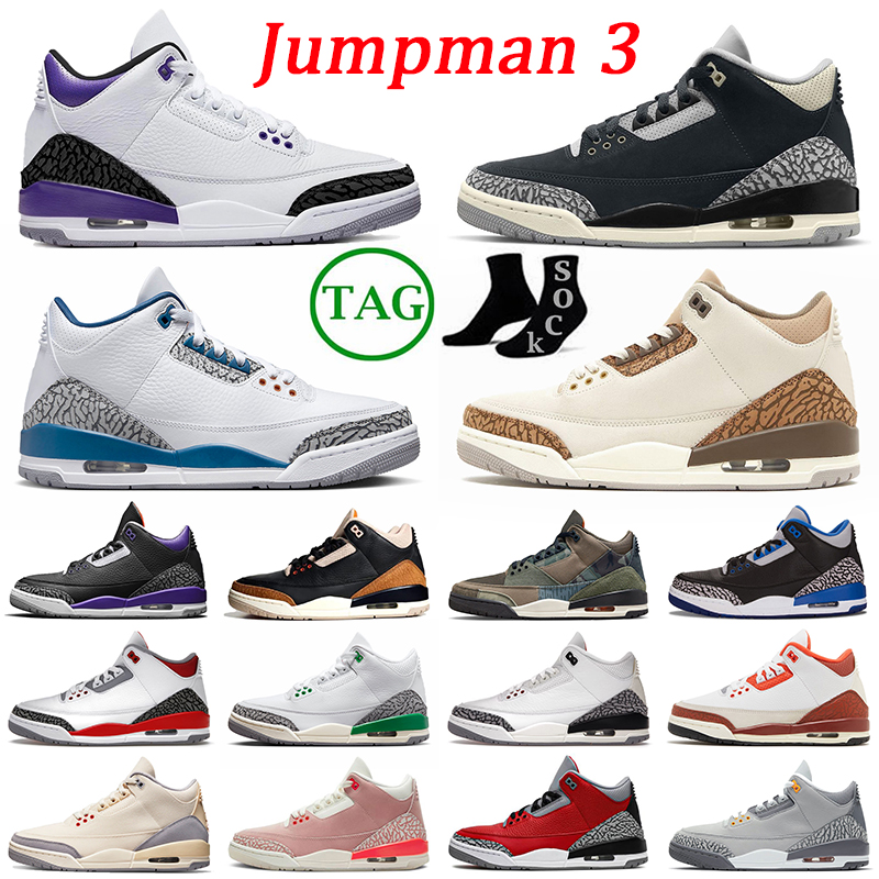 

Men Trainers Jumpman 3 Basketball Shoes Original 3s Wizards Fire Red Palomino Dark Iris Mars Stone Off Noir J3 Sneakers Women Sports White Cement Reimagined Outdoor, # 36-47 lucky green